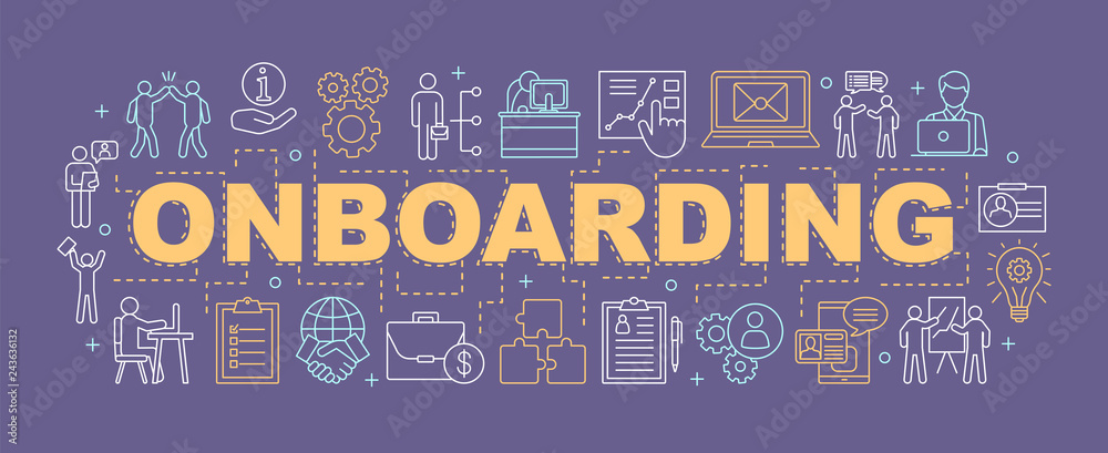 Sticker employee onboarding process word concepts banner