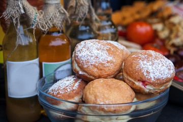 Donuti on Lviv Christmas fair 2019. Delicious food.