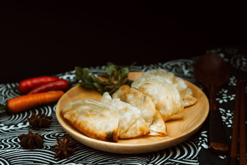 Chinese food Fried dumplings on plate
