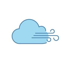 Cloudy windy weather color icon