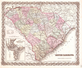 1855, Colton Map of South Carolina