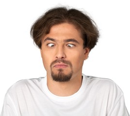 Obraz premium Portret mężczyzny z skrzyżowanymi oczami