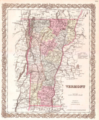 1855, Colton Map of Vermont