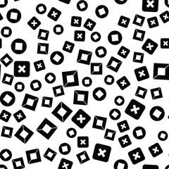 Colorful vector pattern with different shapes objects. Texture background for textile, print, paper, fabric background, wallpaper