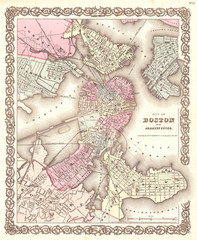1855, Colton Plan or Map of Boston