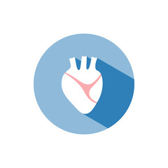 Obraz premium Human heart icon with shade on a blue circle