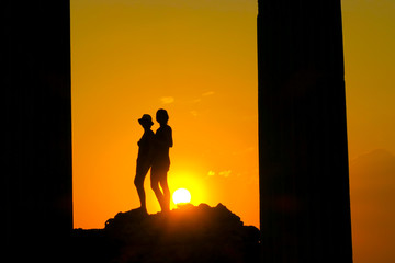 People silhouettes at apollon temple