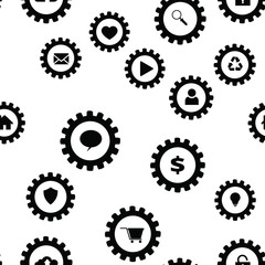 Gears and computer icons. Seamless vector EPS 10 pattern