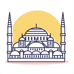 Blue Mosque Icon - Travel and Destination with Outline Style