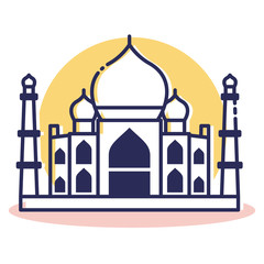 Taj Mahal Icon - Travel and Destination with Outline Style