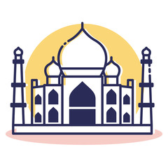 Taj Mahal Icon - Travel and Destination with Outline Style