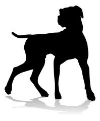 A detailed animal silhouette of a pet dog