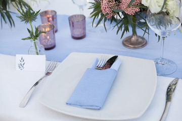 table set for a wedding dinner