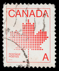 Stamp printed in Canada shows maple leaf, a symbol of Canada, series, circa 1981