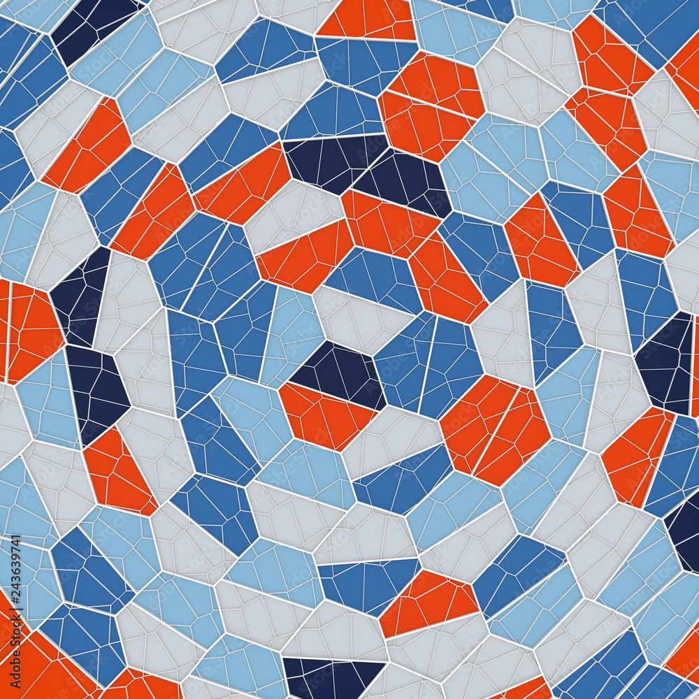 Aufkleber Abstract geometrical concept voronoi low poly tesselated pattern. 3d rendering