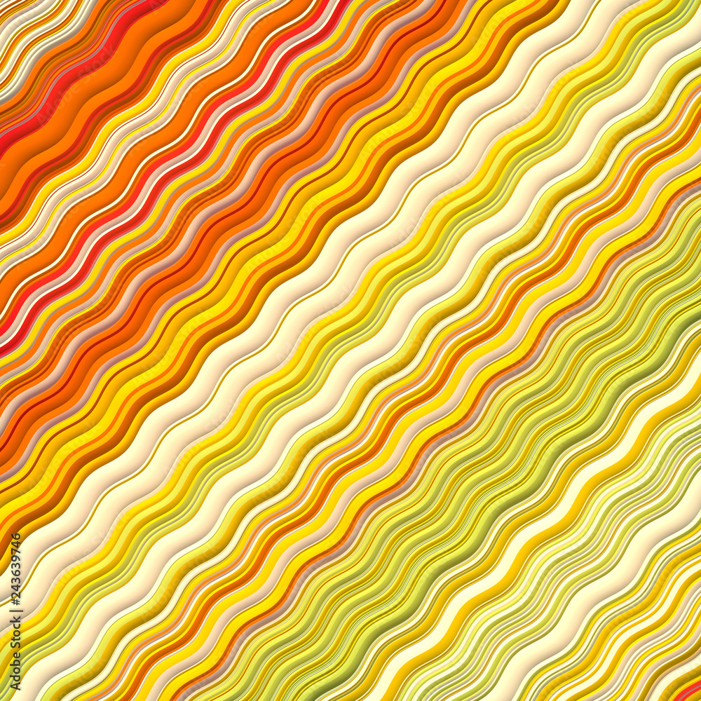Aufkleber Orange colored Wavy Background. Dynamic Effect. Design Template. Modern Pattern. 3d rendering