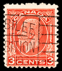 Stamp printed by Canada, shows King George V, circa 1911