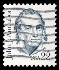 Stamp printed in USA shows John J. Audubon, circa 1986. "Great people of United States": a series of 15 stamps