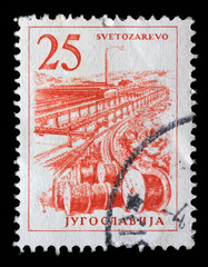 Stamp printed in Yugoslavia shows a Cable industry, Svetozarevo, with the same inscription, from series Industrial Progress, circa 1958