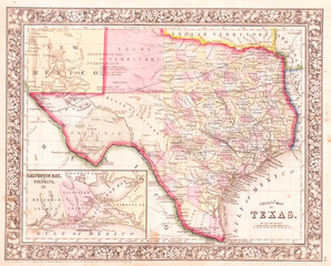 1864, Mitchell Map of Texas