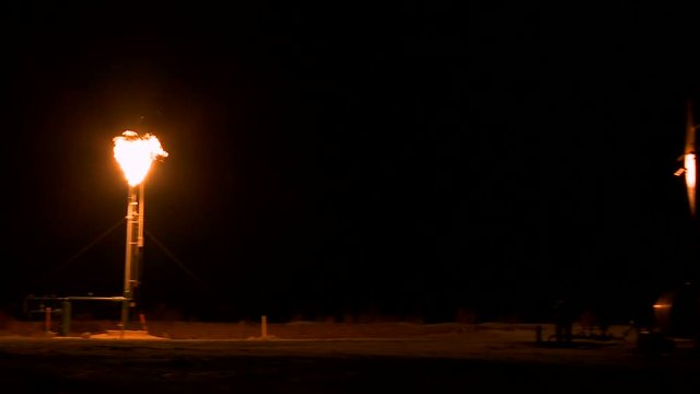 pumpjacks and gas flare