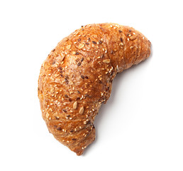 Whole wheat croissant isolated on white