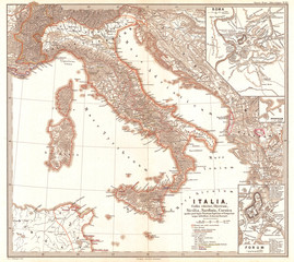 1865, Spruner Map of Italy after the Battle of Actium