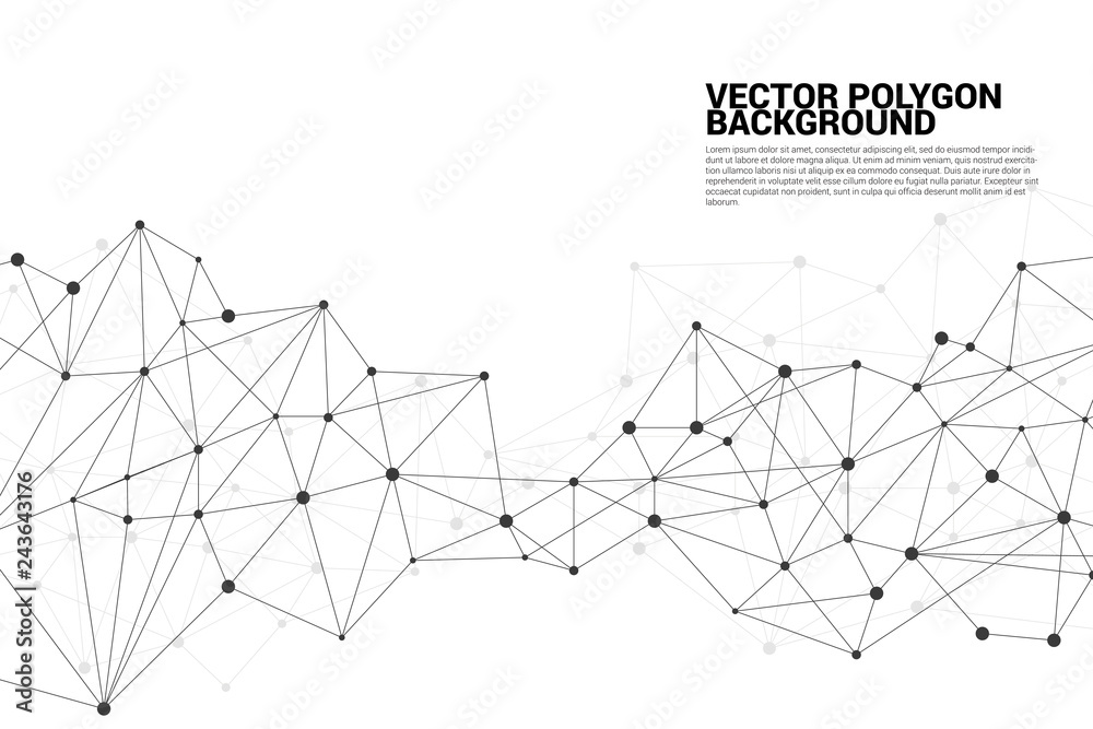 Poster Network Connecting dot polygon background. Concept of Network Business, technology, Data and chemical. Dot connect line abstract background represent futuristic network and data transformation