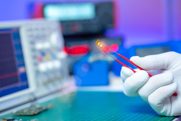 CCD chip in electronics lab