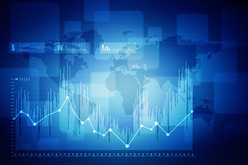 2d rendering Stock market online business concept. business Graph 