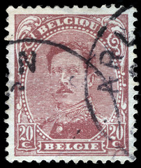 Stamp printed in Belgium shows image of King Albert I, circa 1919