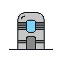 Modern Architecture Office Building. Vector Flat Line Stroke Icon.