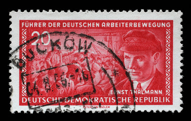 Stamp printed in GDR (East Germany) shows Ernst Telman (1886-1944), leader of the Communist Party of Germany, circa 1955