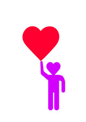 Valentine heart symbol with purple person