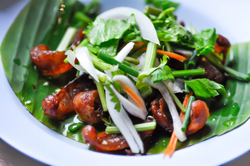 spicy salad or Thai sausage salad