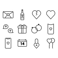 Valentine icon set. Happy valentine day  signs and symbols