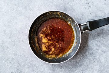 Preparing Red Sauce with Frying Melted Butter and Spices in Pan / Cooking Recipe.