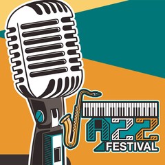 Vector musical flyer Jazz festival. Music poster background festival brochure flyer template. - Vector