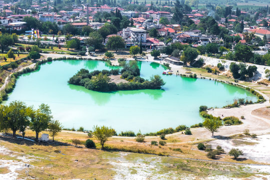 Pamukkale travertines and green lake