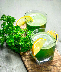 Healthy smoothie with lemon and parsley.