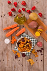 Mixed vegetable crisps.