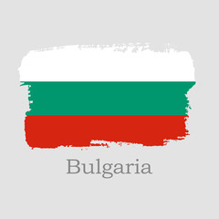 Vector Illustration. Hand draw Bulgaria flag. National Bulgaria banner for design on grey background