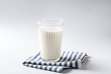Glass of fresh milk on white background