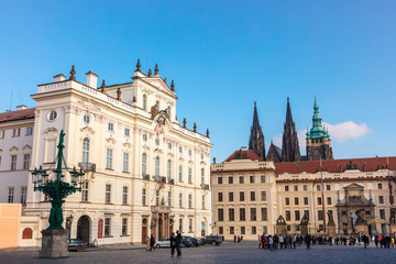 Fototapeta na wymiar The Archbishop's Palace in the Hradcany Square in Prague.