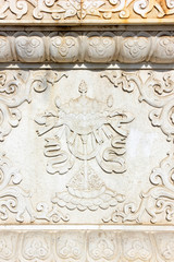 White marble sculpture in a temple