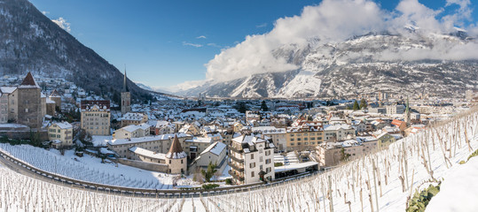 city of Chur in the Swiss Alps in winter