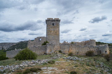 Ruins of  Castle of Ucero in a cloudy day