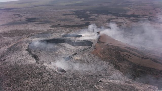 Big Island, Hawaii circa-2018.  Aerial view of Kīlauea Volcano.  Shot with Cineflex and RED Epic-W Helium. 