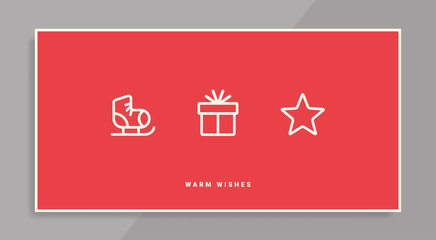 Winter holidays greeting card with line icons