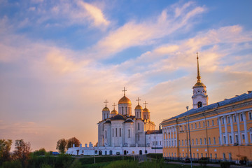 Dormition Cathedral Vladimir on sunset spring